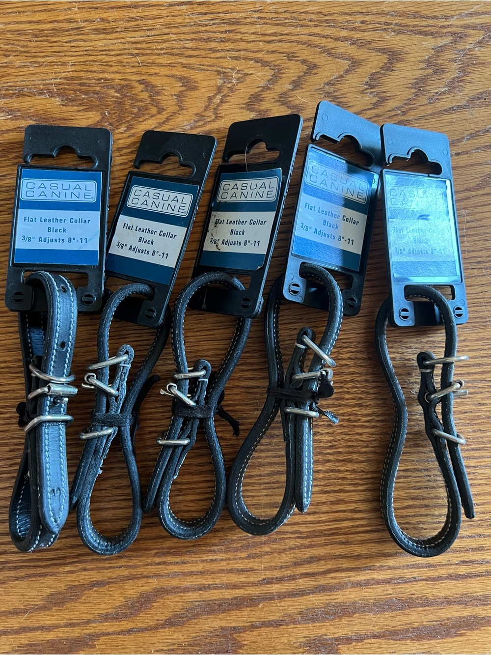 Casual Canine Black Flat Leather Dog collars with Silver Hardware